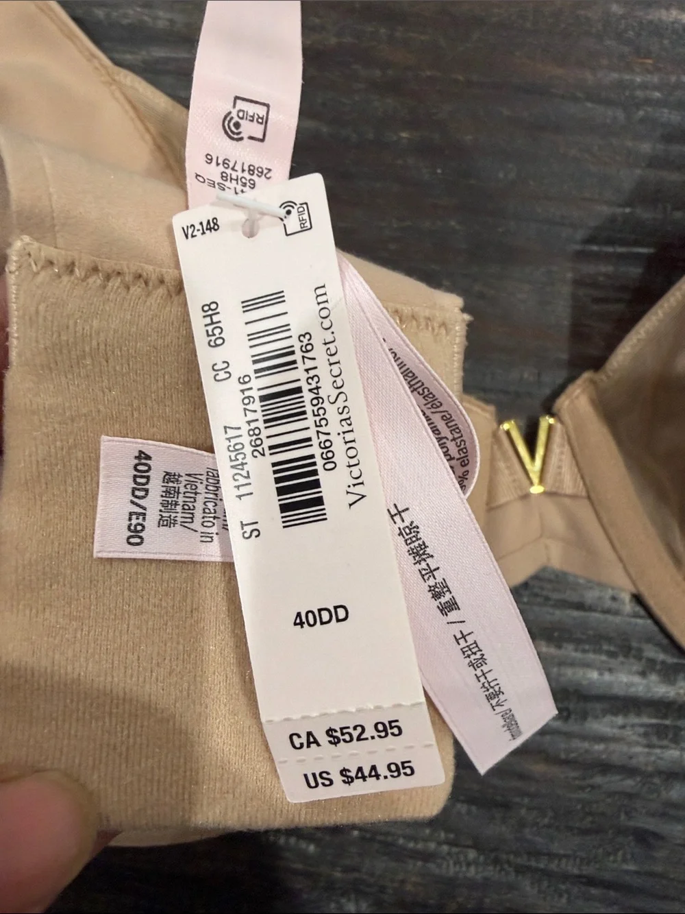 Victoria's Secret Beige Underwire Full-Coverage Bra size 40DD